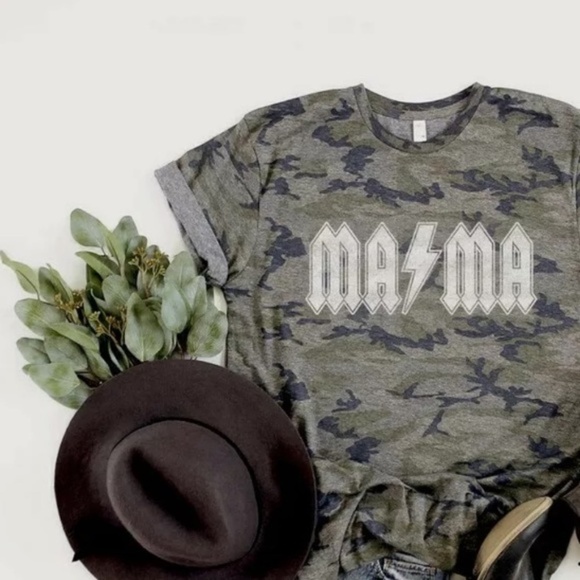 Mama Camo Relaxed Vintage Graphic T-Shirt Tee - Picture 1 of 2